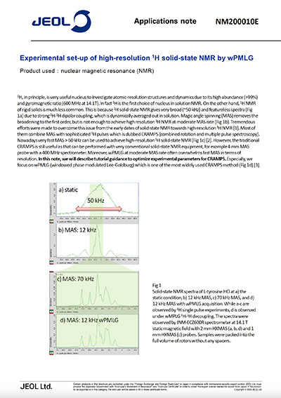 Experimental set-up of high-resolution 1H solid-state NMR by wPMLG_NM200010E